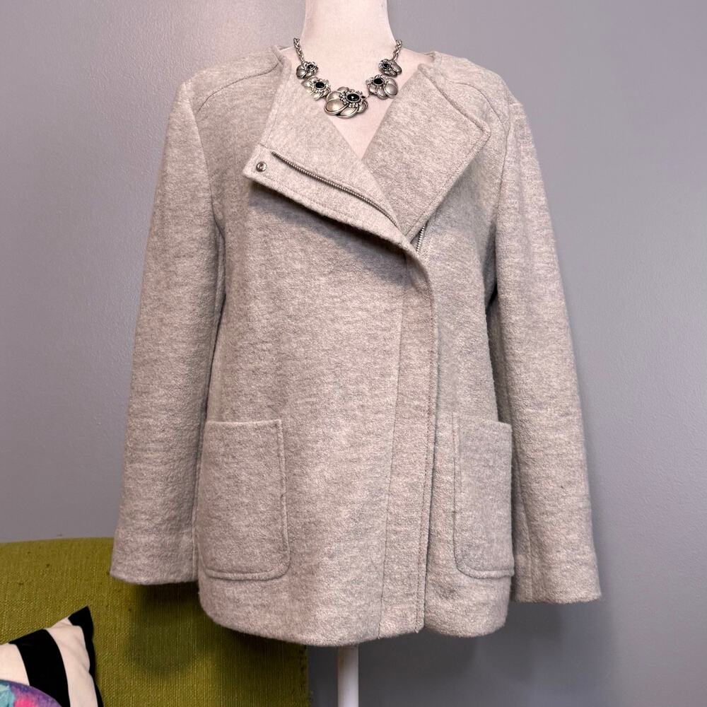 Banana Republic Gray Wool Asymmetrical Zip Jacket 10